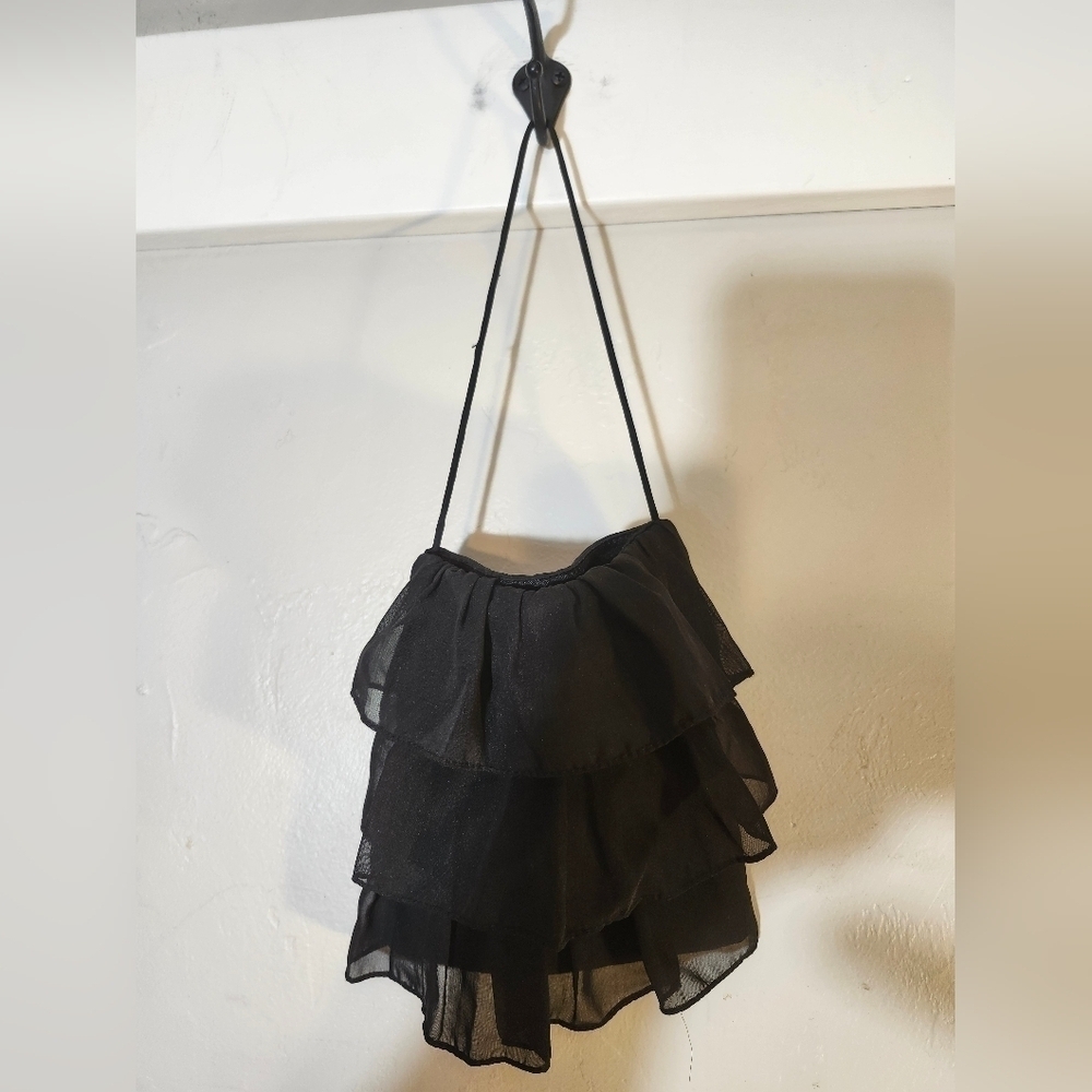 Evening Cejon mini ruffled tiered black bag